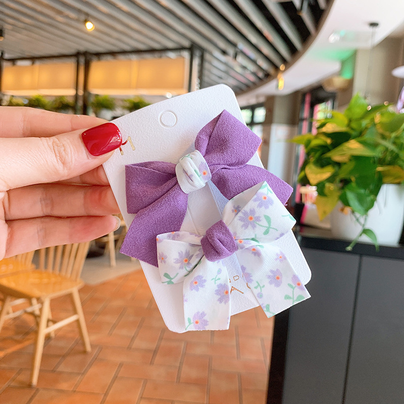 Set 2 kẹp tóc vải nơ hoa cho bé xinh xắn phong cách Hàn Quốc - Selenshop