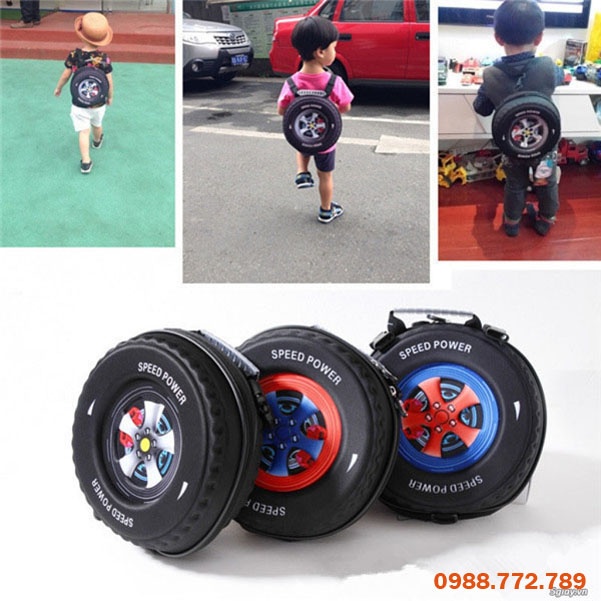 Balo đi học cho bé, Ba lô, Túi xách, Cặp sách, Ba Lô Hình Bánh Xe 3D 2 In 1 Cho Bé, Balo Nhỏ. Bảo hành đảm bảo tại BunnyShop.