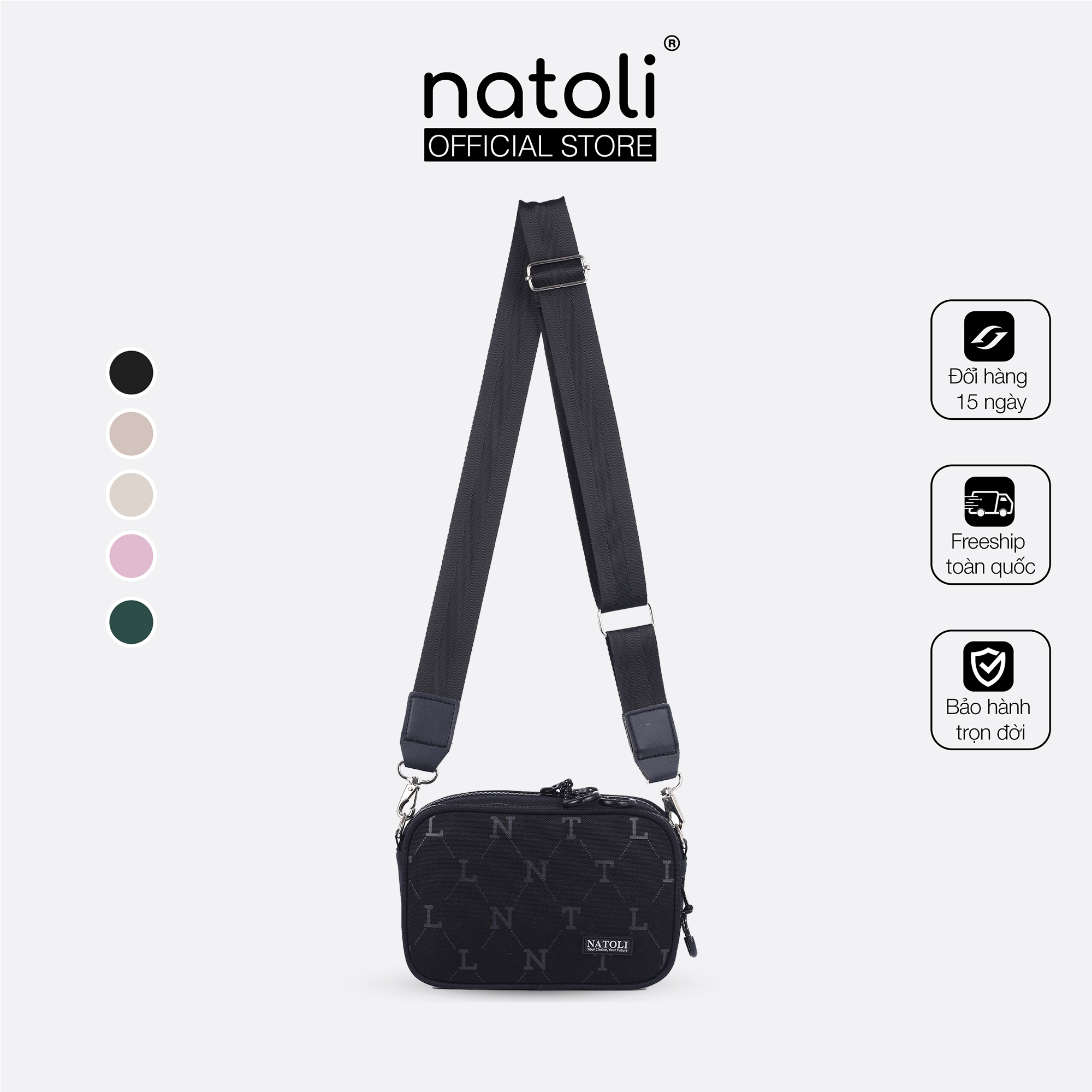 Túi đeo chéo unisex thương hiệu NATOLI BST FLEX CROSS BAG T15 mini chất vải canvas đựng phụ kiện chống nước tốt