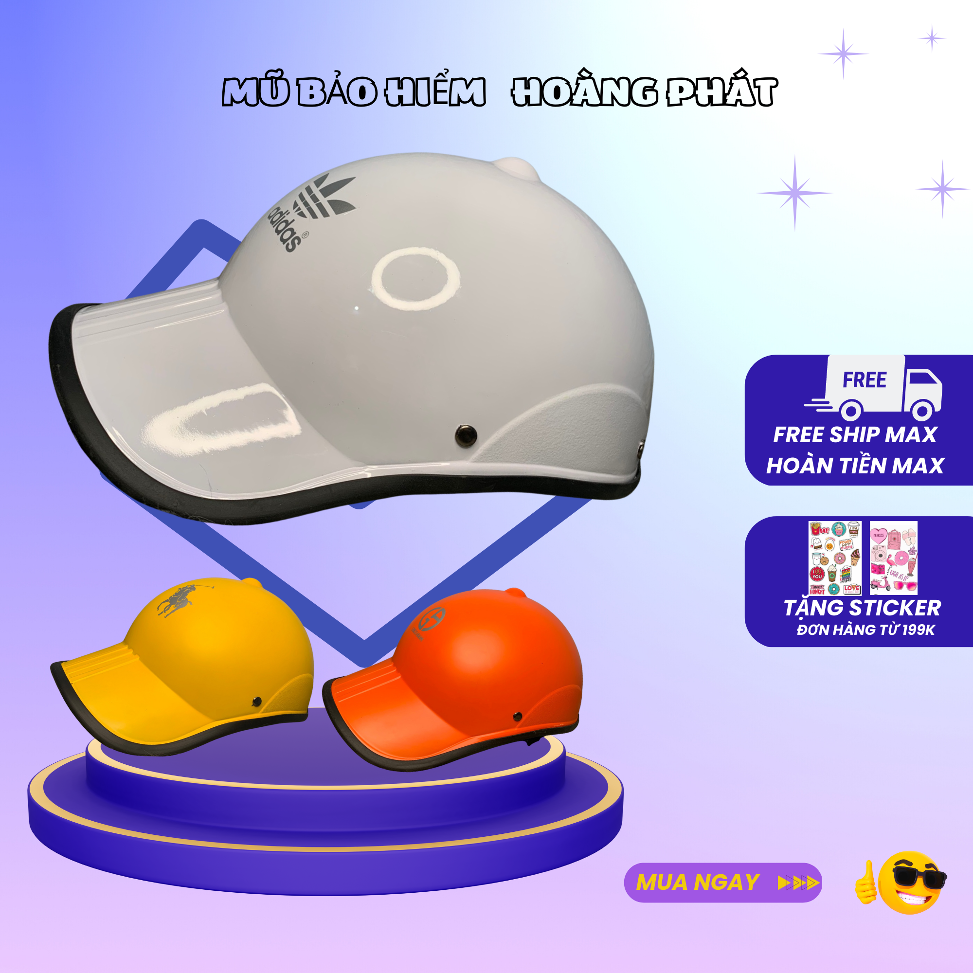 HCM]Nón bảo hiểm nam mỏ kết lưỡi trai gọn nhẹ thời trang mỏ kết dài che nắng { CÓ SỈ }