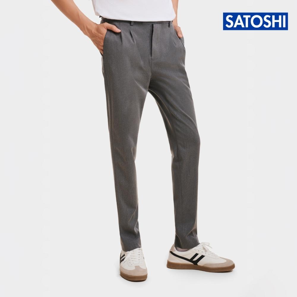 Quần Tây nam Satoshi SAQT19 khoá đai lưng bên hông màu Xám/ Be/ Đen chất cotton co giãn
