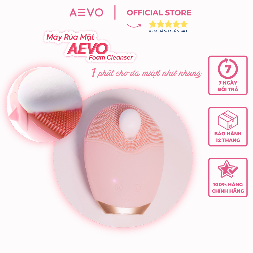 Máy rửa mặt AEVO Foam Cleanser tạo bọt nhanh giúp làm sạch sâu, thông thoáng lỗ chân lông, giảm mụn, cọ rửa mặt, máy rửa mặt chính hãng, miếng rửa mặt, máy rửa mặt mini