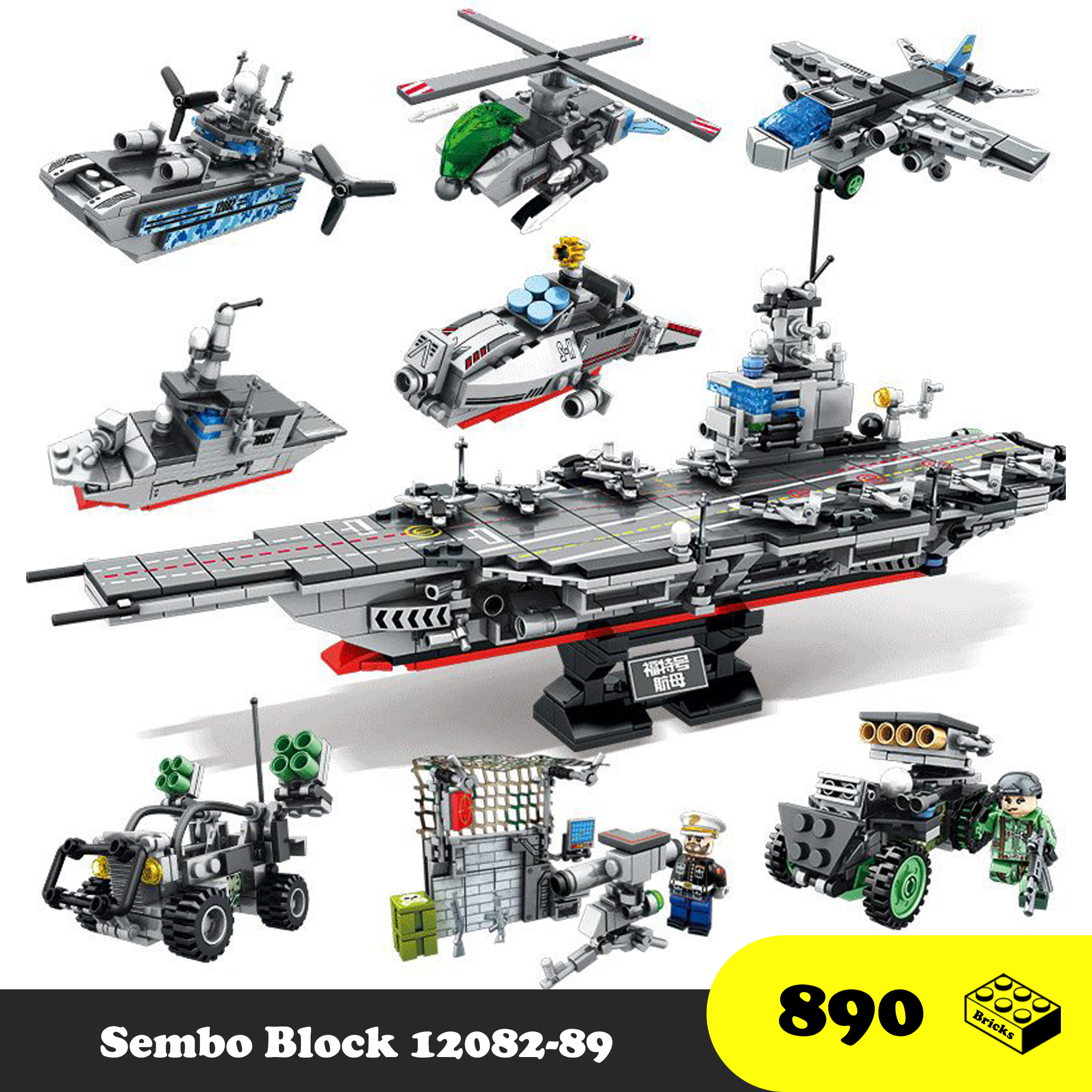 Lego lắp ráp Tàu Sân bay cỡ lớn - Tàu chiến sân bay 8 trong 1 - Đồ chơi xếp hình trí tuệ