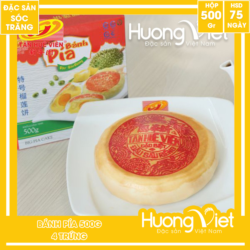 Bánh pía 4 trứng đậu xanh sầu riêng Tân Huê Viên 500g bánh pía siêu to vị truyền thống