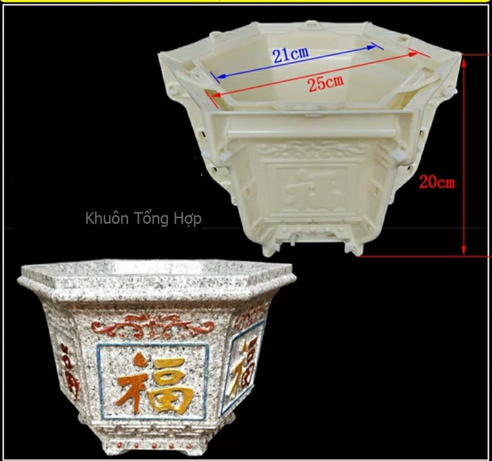 Khuôn chậu lục giác rộng 25cm