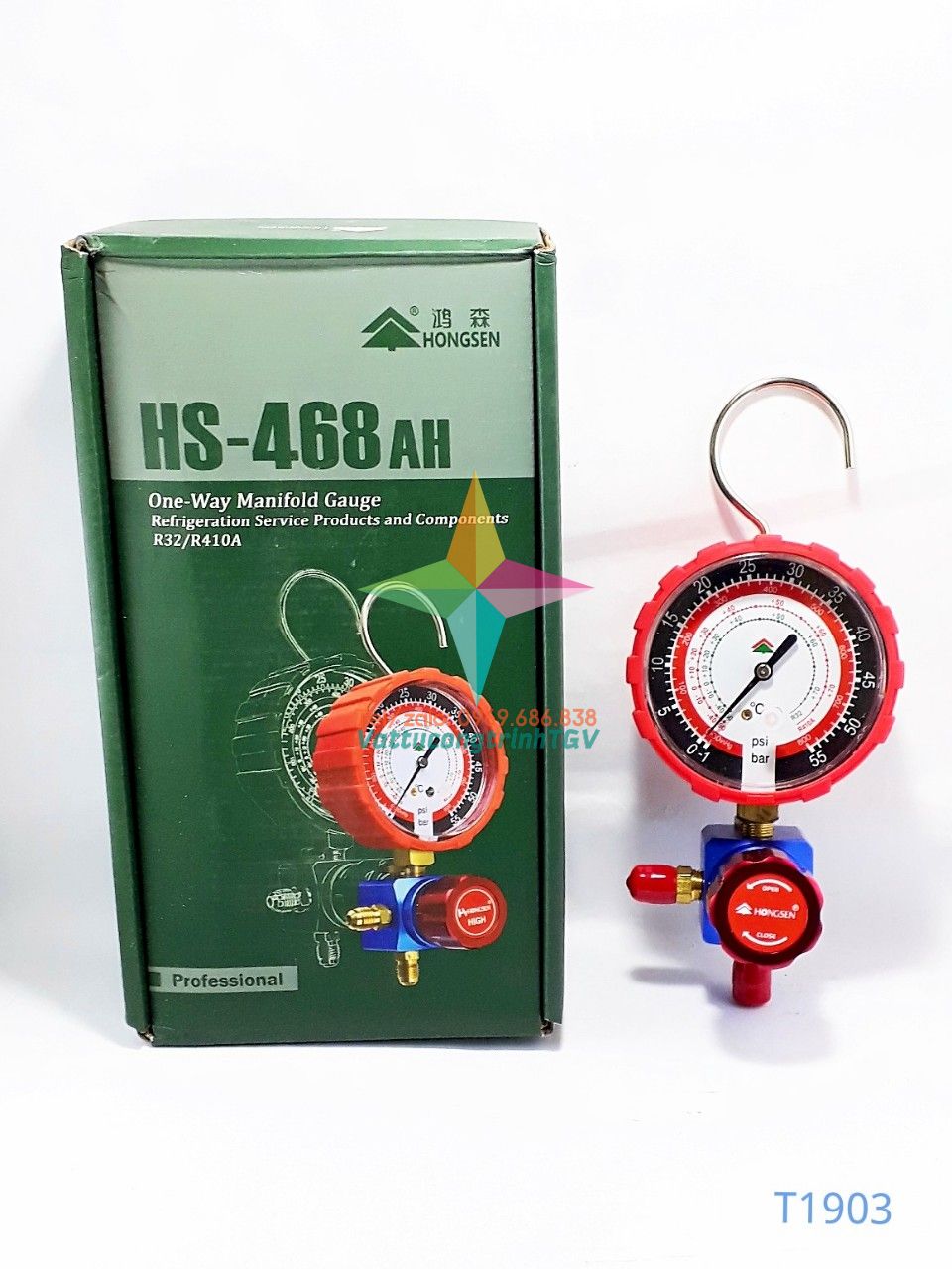 Đồng hồ đo gas r32/r410a hongsen hs-468ah