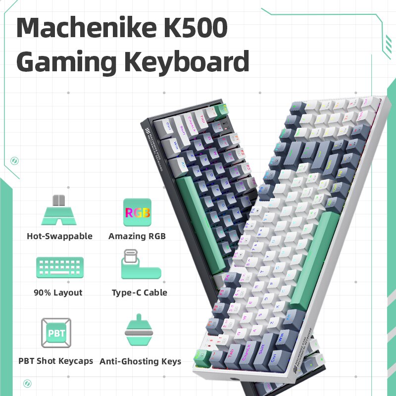Machenike k500 teclado mecânico teclado com fio teclado swappable quente