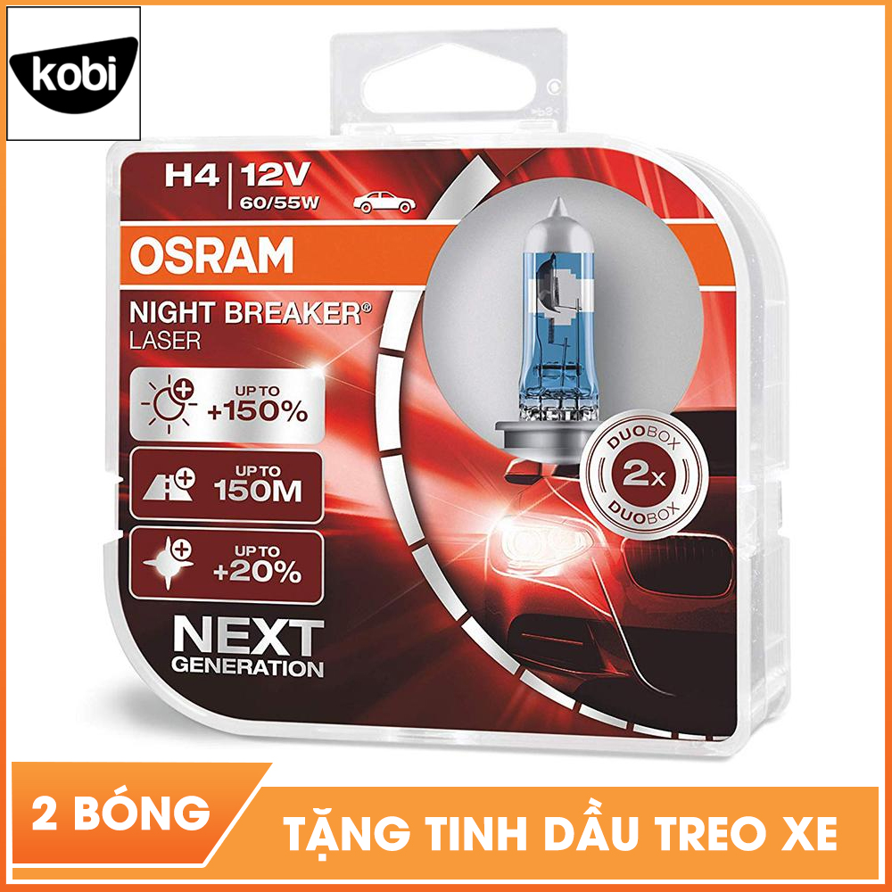 Bóng đèn osram night breaker laser H4 12V 60/55W siêu sáng dùng cho pha cos ô tô và xe máy, tăng sáng 150%, ánh sáng pha tới 150m, ánh sáng trắng hơn 20%