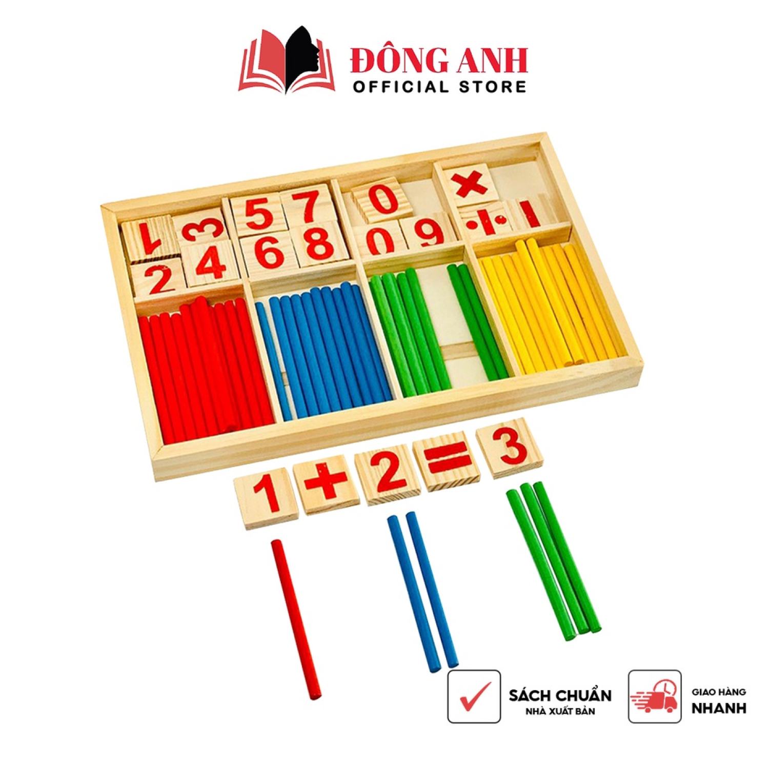 Bộ que tính gỗ Baostore cho bé học số, cách đếm và tính toán