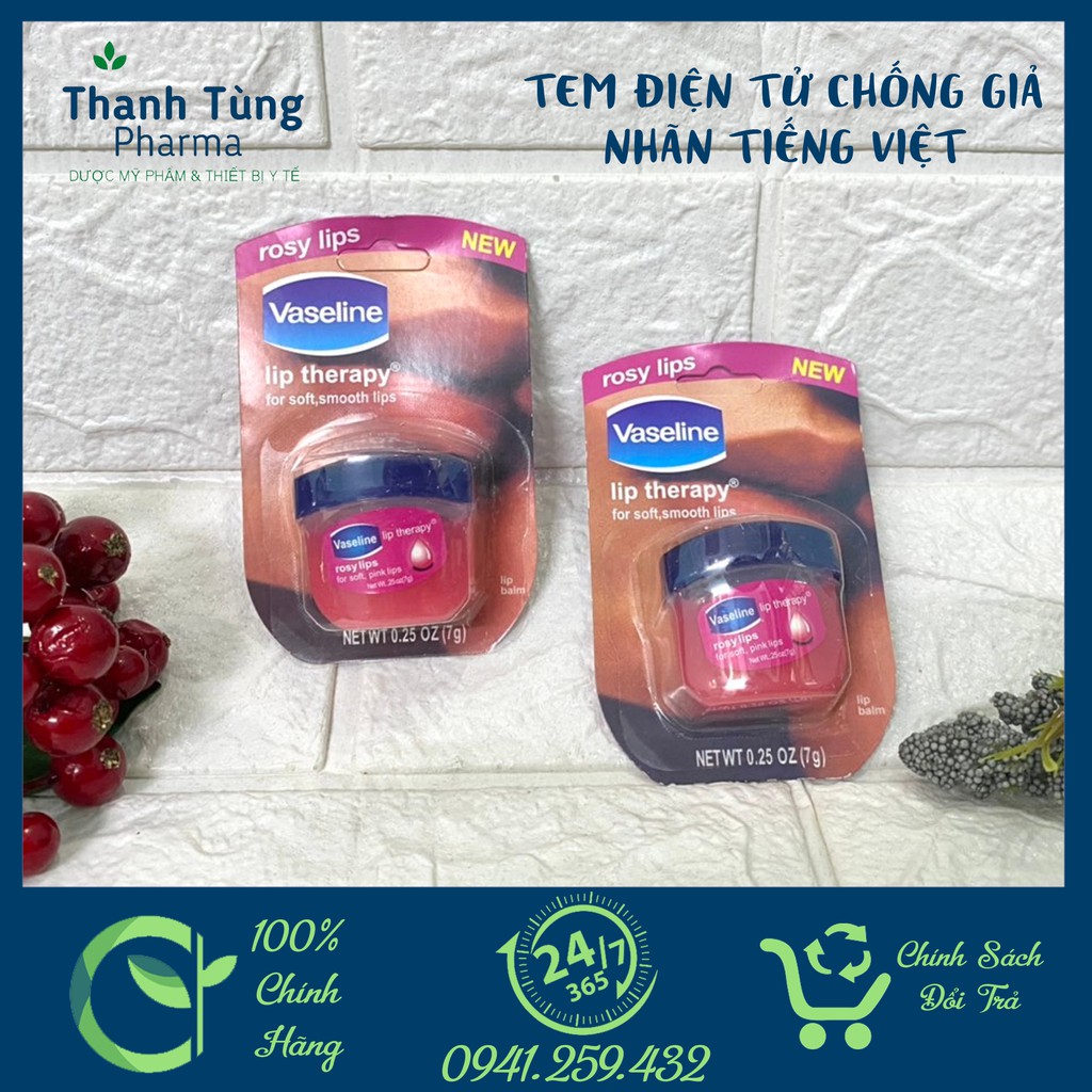 Sáp Dưỡng Môi Vaseline 7g Rosy Lips - Original - Son Dưỡng Môi Dưỡng Ẩm Vaseline Mềm Mịn