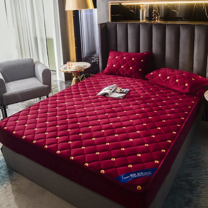 bộ nỉ nhung thêu cao cấp kèm vỏ gối