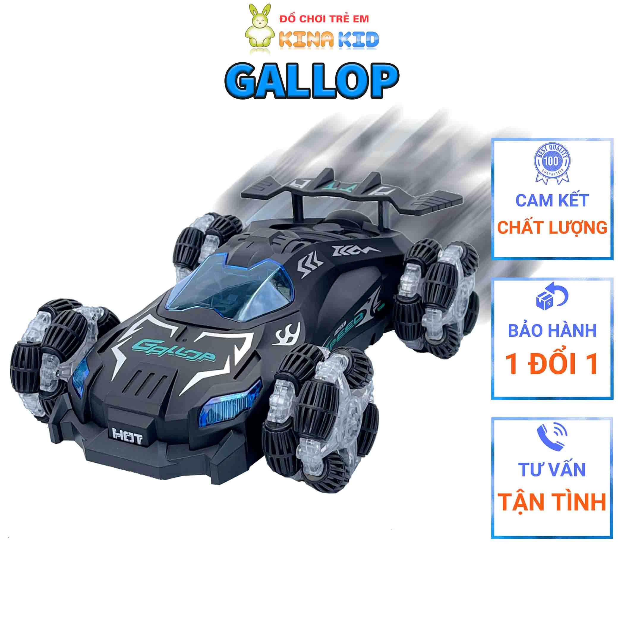 Xe Điều Khiển Từ Xa Drift Tốc Độ Cao Gallop, Sóng 2.4Ghz, Xoay 360 Độ, Có Đèn, Phát Nhạc, Phun Sương Siêu Ngầu