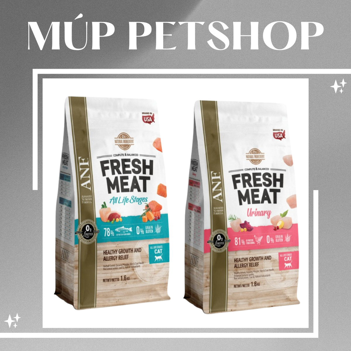 Hạt Anf Fresh Meat, Hạt Cho Mèo Gấp Đôi Thịt Tươi Túi 1,6kg