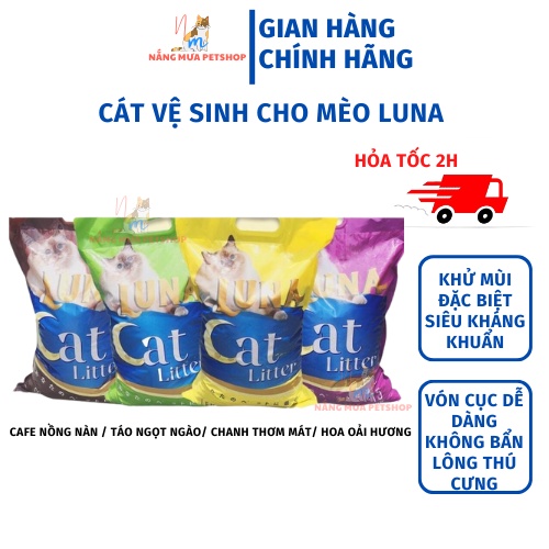 Cát vệ sinh cho mèo, cát vệ sinh Luna túi 15Lít_ Tặng xúc xích cho mèo cho đơn từ 49k
