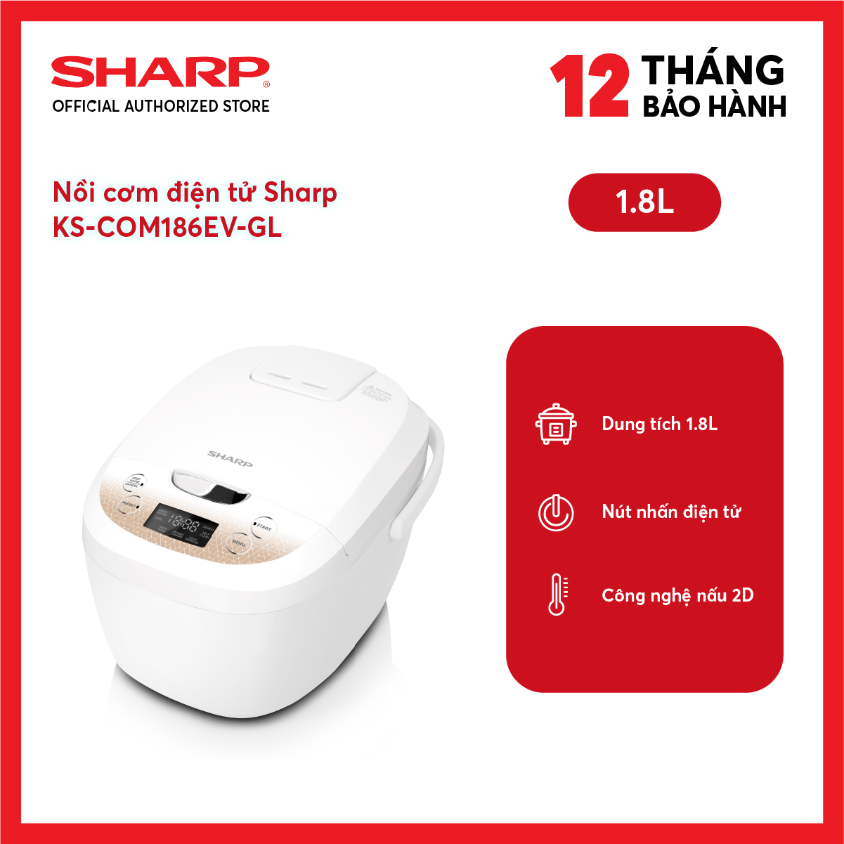 Nồi cơm điện tử sharp ks-com186ev-gl