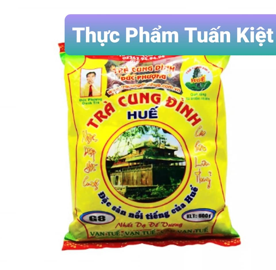 Quà Biếu Tết Trà cung đình Huế G8 túi màu vàng lớn 500 gam