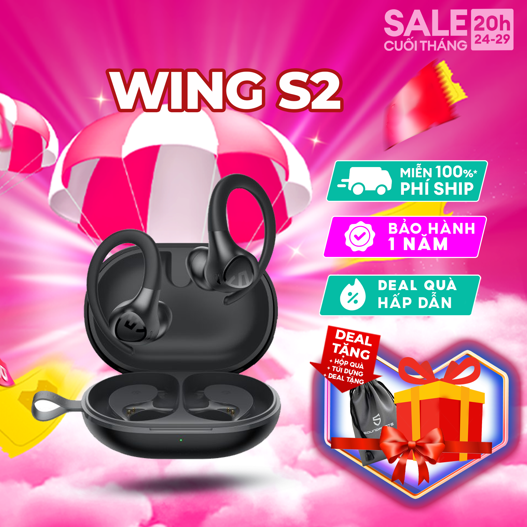 Tai nghe Bluetooth thể thao SoundPEATS Wing s2