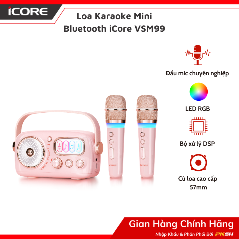Loa karaoke mini icore vsm99. loa bluetooth kèm 02 micro - hàng chính hãng