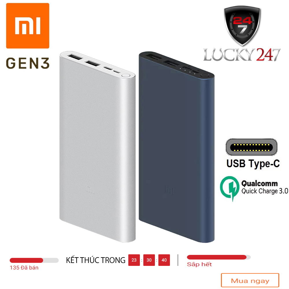 [HCM]Pin Dự Phòng Chính Hãng - KM Đến 50% - Flash Sale Mỗi Cuối Tuần / Pin Sạc Dự Phòng Chính Hãng Sạc Nhanh Siêu Bền / Pin sạc dự phòng sạc nhanh dung lượng cao giá rẻ chính hãng pin sạc dự phòng xiaomi gen 3 có cổng TYC sạc nhanh hơn