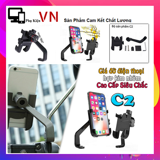 [HCM]⚡ Siêu Chắc Chắn ⚡ Kẹp Điện Thoại Trên Xe Máy C2 Kim Loại Cao Cấp - Dụng Cụ Kẹp Điện Thoại C2 Tiện Dụng