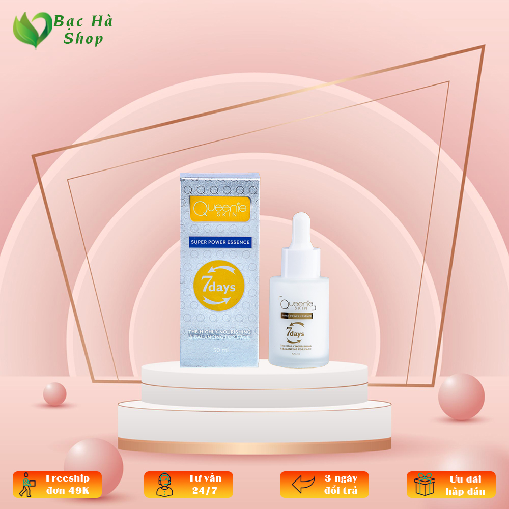 Tinh chất Huyết thanh 7 ngày Queenie skin serum dưỡng ẩm trẻ hóa da, ngăn ngừa lão hóa da Chiết xuất từ tế bào gốc 50ml Super Power Essence-Bạc hà shop