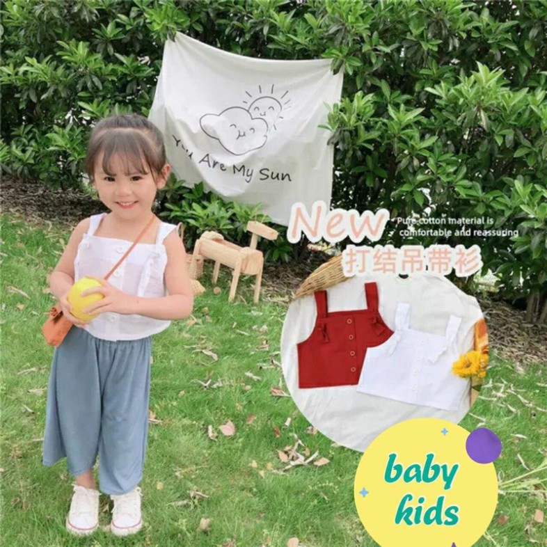 Set Áo Dây Croptop Quần Lửng Cho Bé Gái