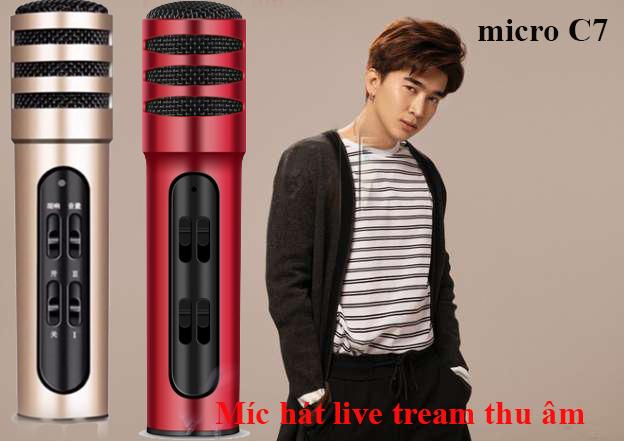 Micro Micro,Micro Mini,Micro Hát Karaoke Live Tream,Micro Livestream C7  Thu Âm Hát Karaoke Livestream 3 In 1  Tặng Giá Đỡ Điện Thoại Hình Bông Hoa