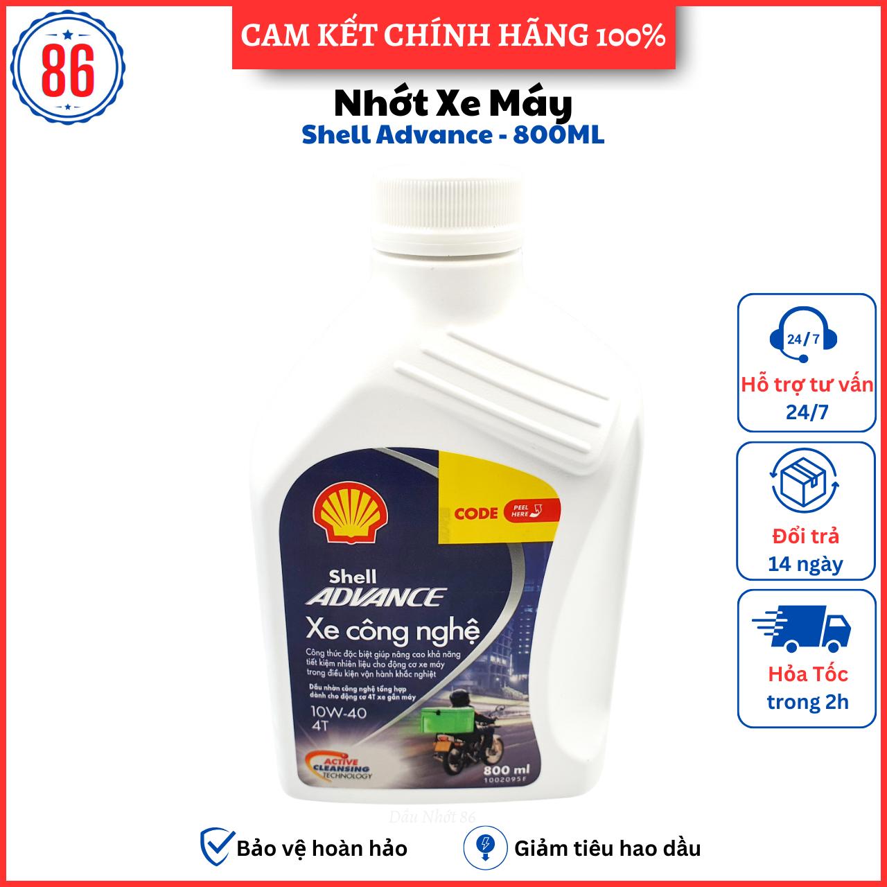 Thùng 12 chai Nhớt Shell Advance xe công nghệ xe số - 800Ml