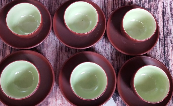 Bộ 10 chén trà gốm tử sa (không đĩa lót)