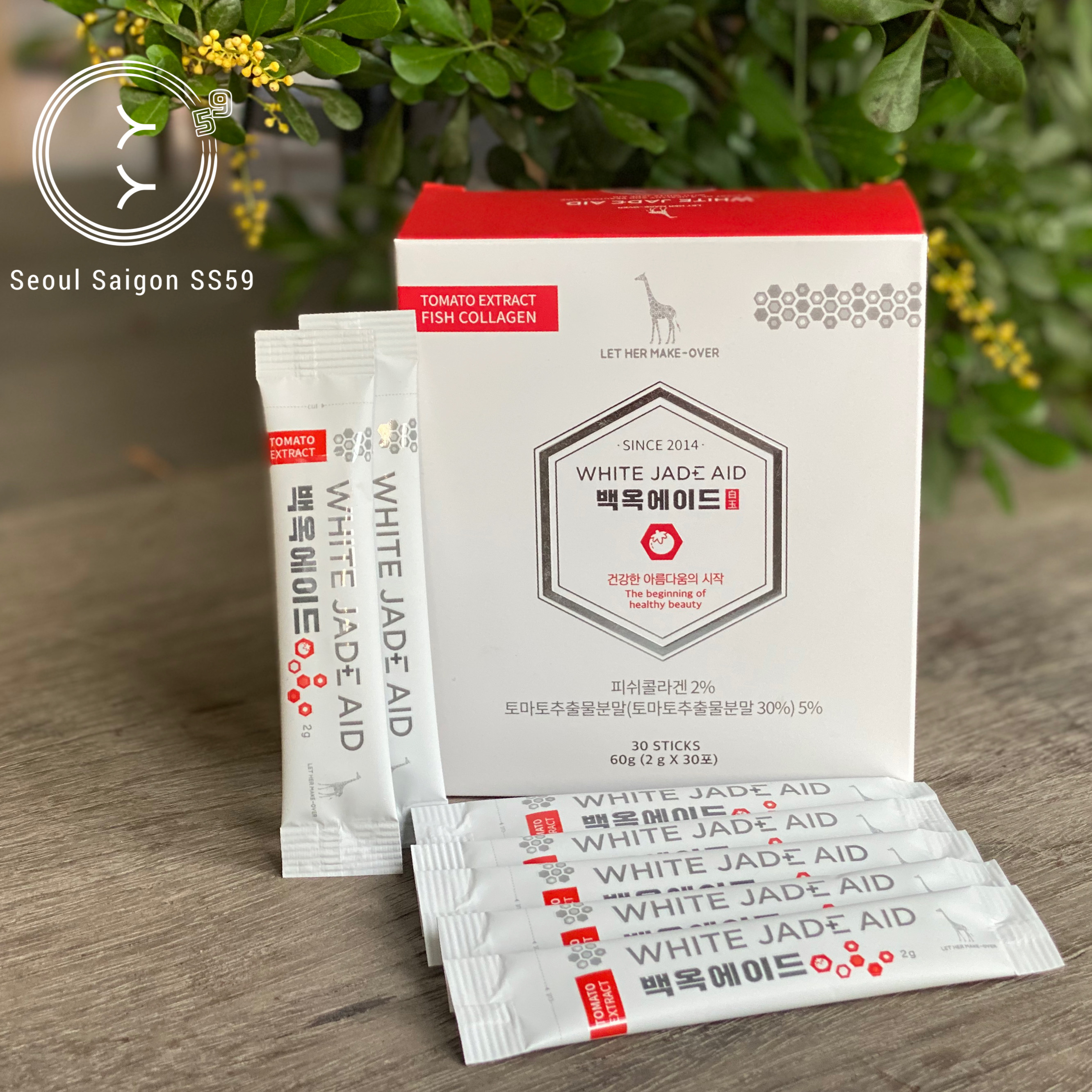 Gói uống trắng da bổ sung collagen White Jade Air Hàn Quốc - 60gr (30 gói x 2gr)