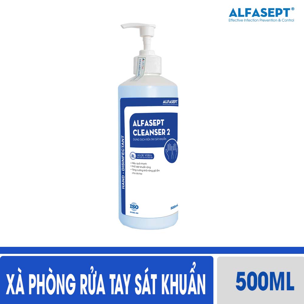 Nước rửa tay sát khuẩn Alfasept Cleanser 2 500ml - Xà phòng rửa tay sát khuẩn 2% Chlorhexidine