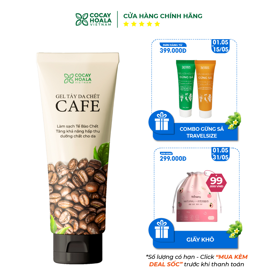 Kem tẩy da chết cocayhoala vietnam dành cho mặt chiết xuất cà phê - trong lượng 100g