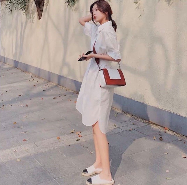 Váy sơ mi form suông dáng dài