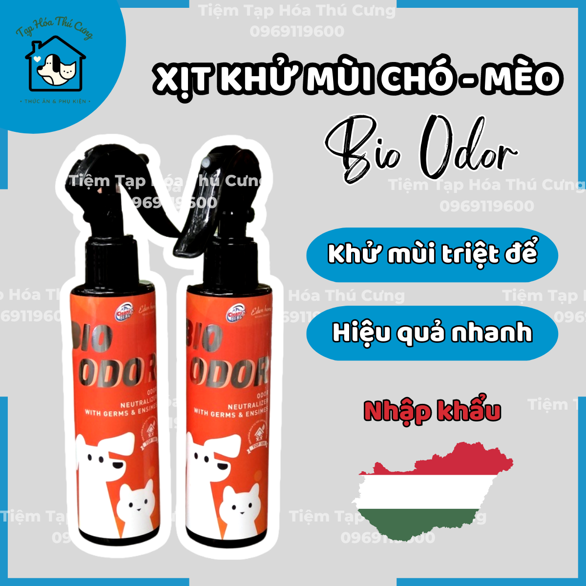 Xịt khử mùi cho chó mèo Bio Odor 150ml xuất xứ Hungary