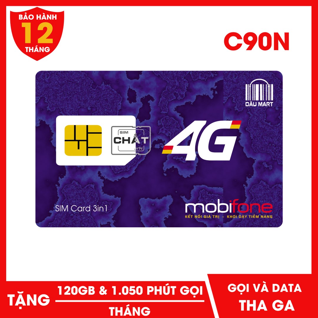 [HCM]SIM C90N 4G Mobifone Tặng 120GB/Tháng Miễn Phí 1050 phút gọi / Tháng Chỉ Với 90K - Dâu Mart