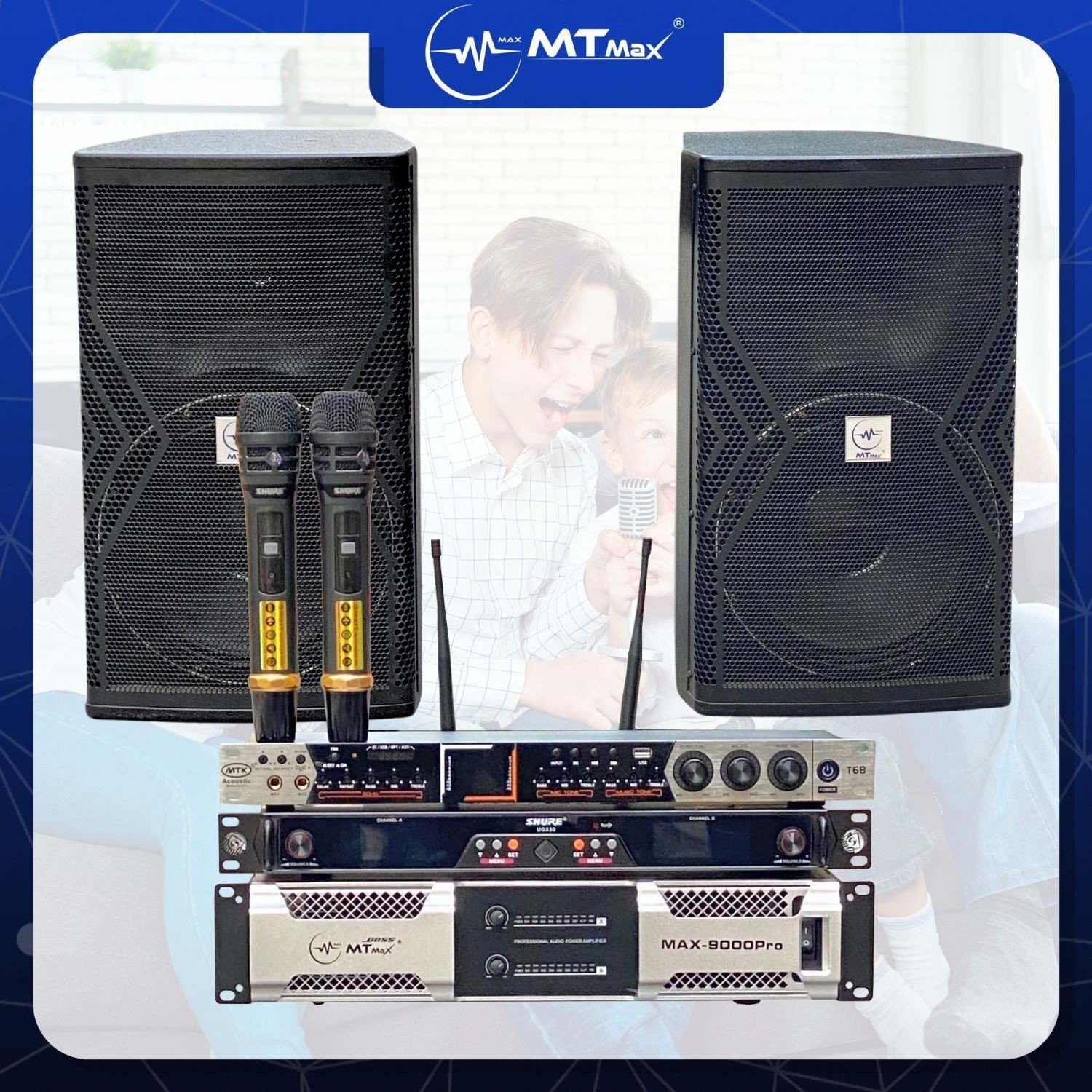 Combo Dàn Karaoke Loa Đôi Bass30, Đẩy Max9000Pro, Vang T68, Micro UGX50 Combo Siêu Tiết Kiệm Và Cực Chất Lượng