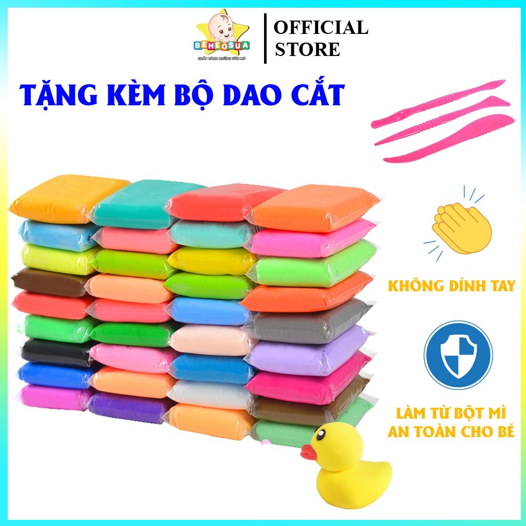 Đất sét tự khô an toàn cho bé không dinh tay loại 12 và 36 màu tặn kèm bộ 3 dao cắt tạo hình