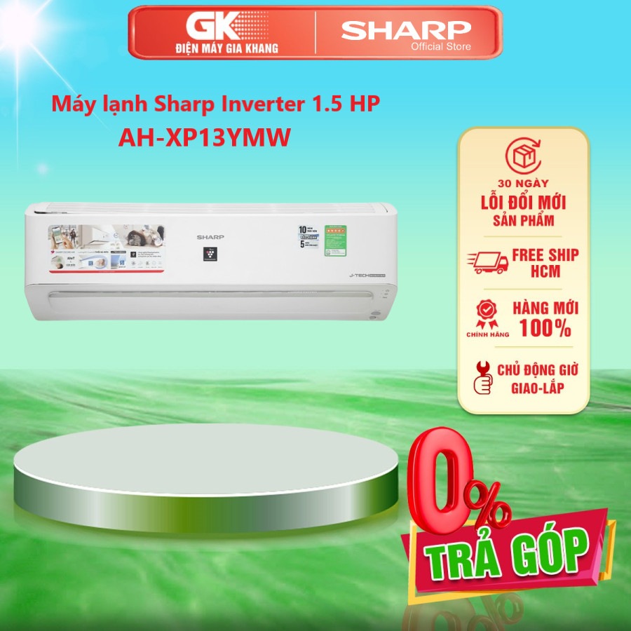[Trả góp 0%]Máy lạnh Sharp Inverter 1.5 HP AH-XP13YMW Mới 2021