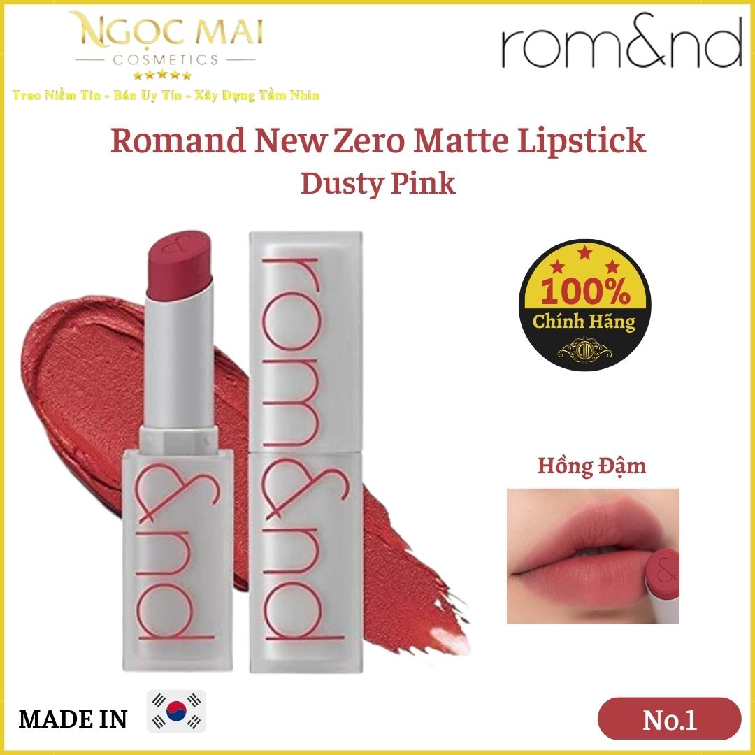 Son Thỏi Romand New Zero Matte Lipstick No.1 - Dusty Pink - Hồng Lạnh  Hàn Quốc Chính Hãng