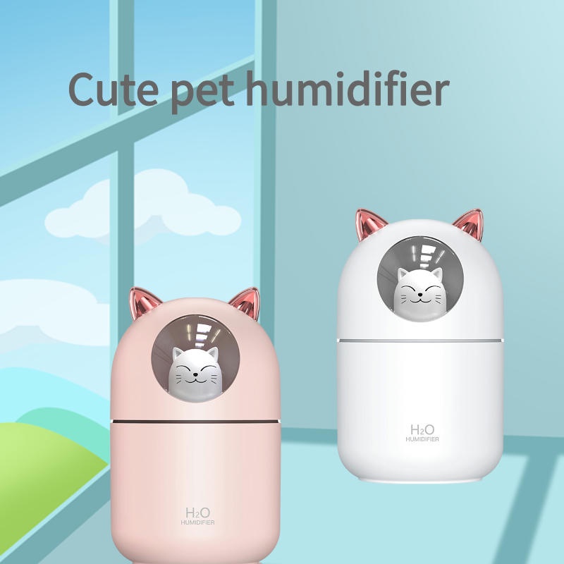 Máy xông tinh dầu phun sương mini- khuyếch tán tinh dầu tạo ẩm hình chuột humidifier 300ml dễ thương, đẹp mắt