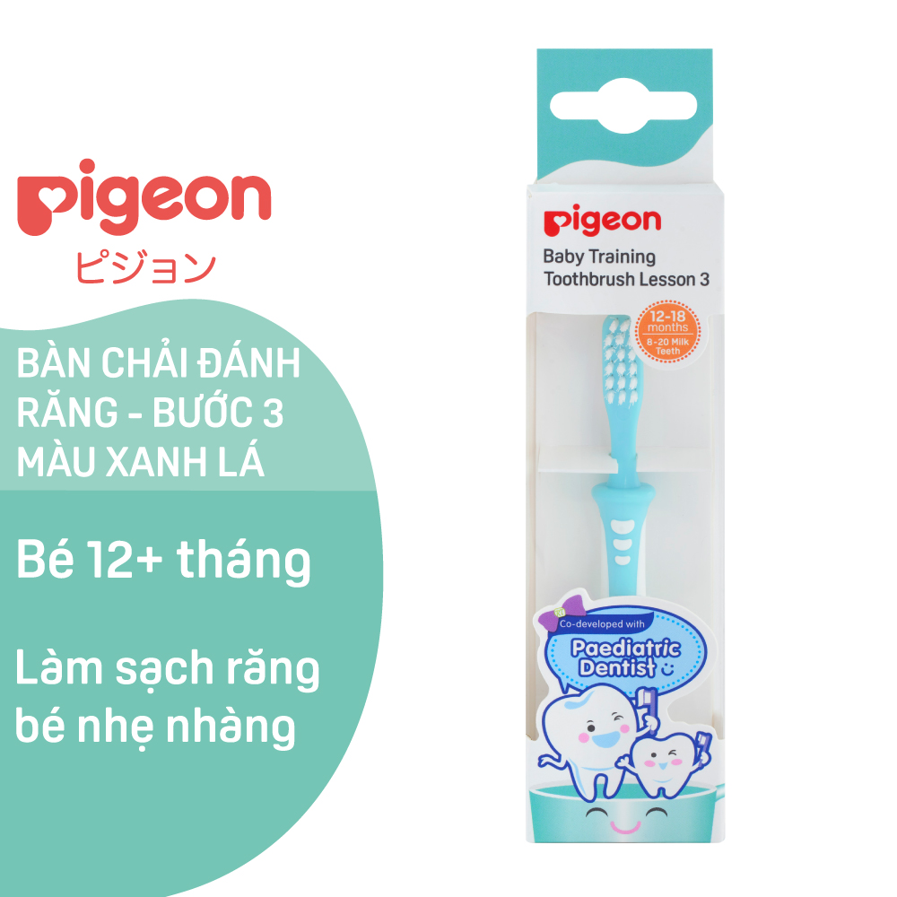 Bàn Chải Đánh Răng Cho Bé Pigeon Bước 3 Xanh Lá 2021