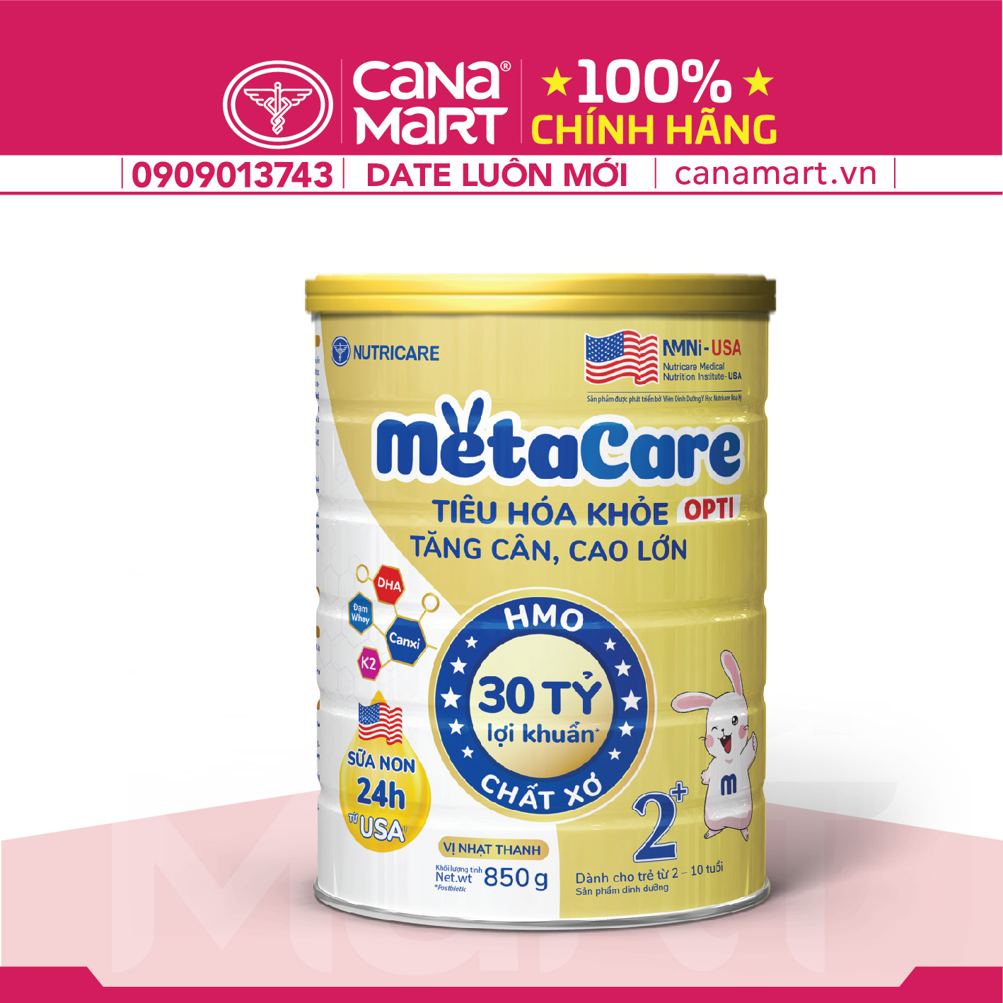 Sữa bột Nutricare MetaCare Opti 2+ tiêu hóa khỏe, tăng cân, cao lớn