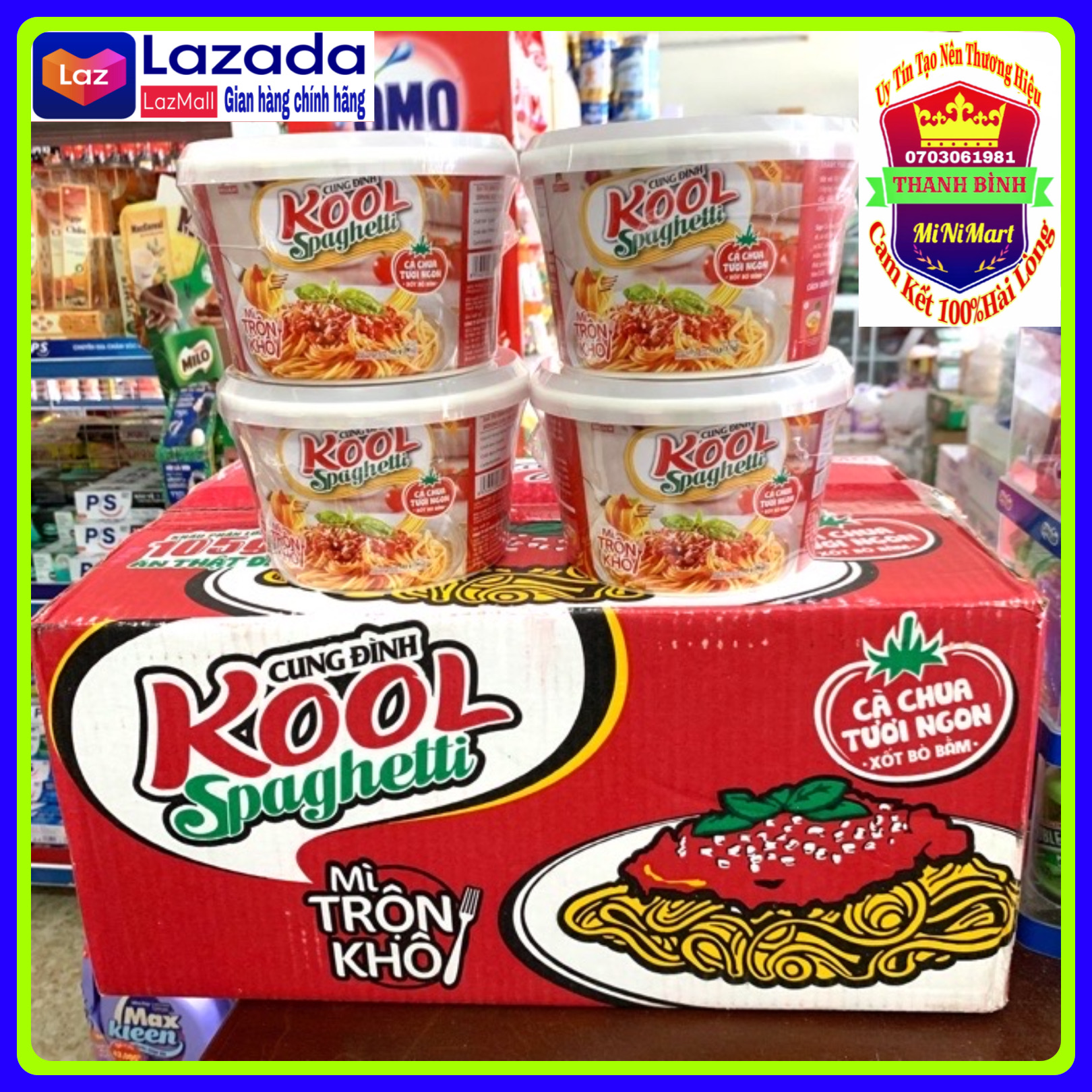Mì trộn kool spaghetti cung đình thùng 12 bát x105g x 1260g