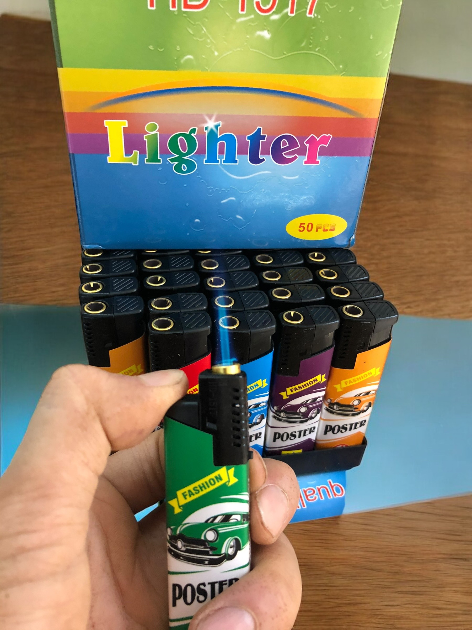 Combo 10 cây Bật Lửa Khò, quẹt khò gas mã 1517,  kiểu dáng đẹp, dán hình siêu xe, tia lửa xanh, có t