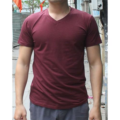 ÁO THUN NAM CỔ TIM MÀU NÂU ĐỎ