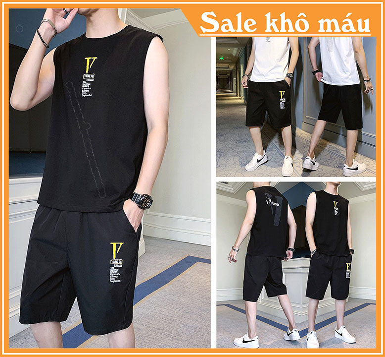 ⚡️ GIÁ SẬP SÀN ⚡️  Đồ bộ nam mặc nhà bộ quần áo thể thao nam nữ kiểu dáng 3 lỗ chất thoáng mát phong cách Ulzzang phối chữ/ đồ bộ/ đồ bộ thể thao