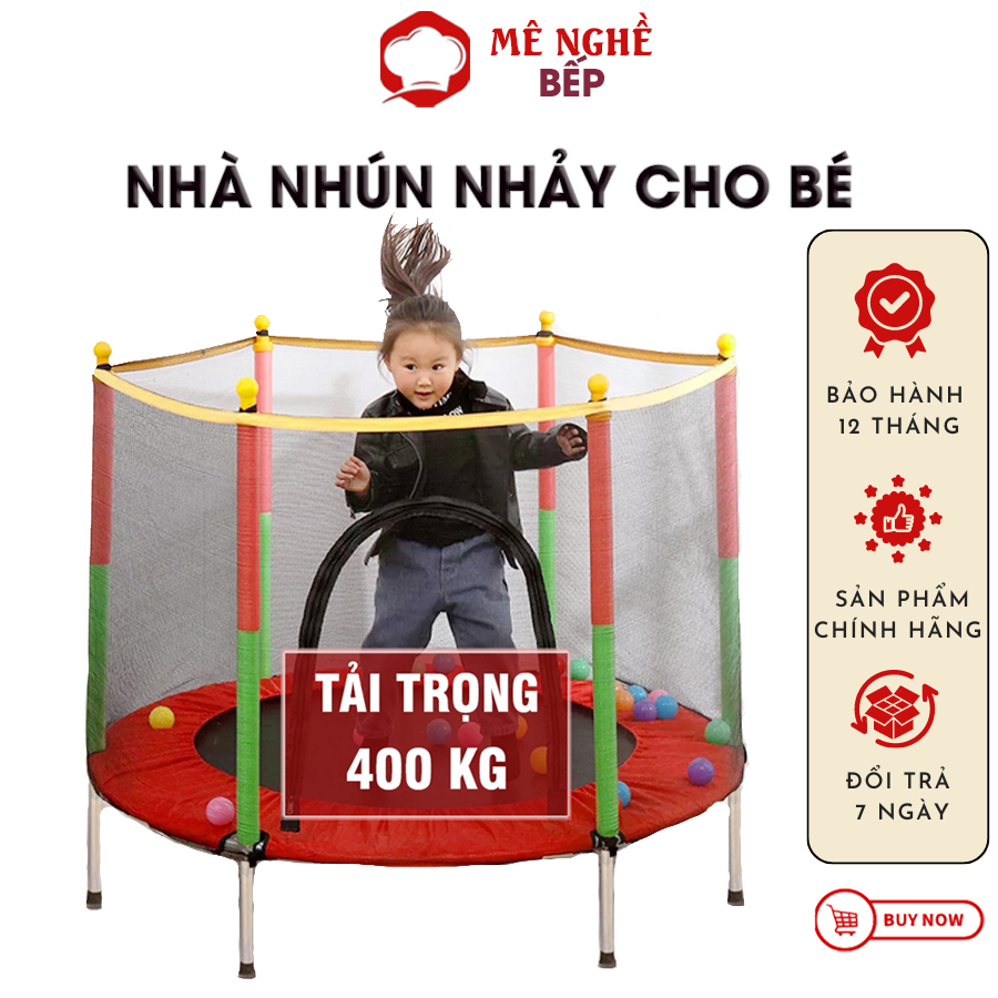 [ Tặng lưới bảo vệ ] Nhà nhún tập thể dục cho bé - Sàn nhún bật cao cho bé - Sàn nhún lò xo - Nhà bóng trẻ em - Đệm nhún lò xo cho bé  cao cấp - Có lan can và lưới bao vây - Khung thép chắc chắn