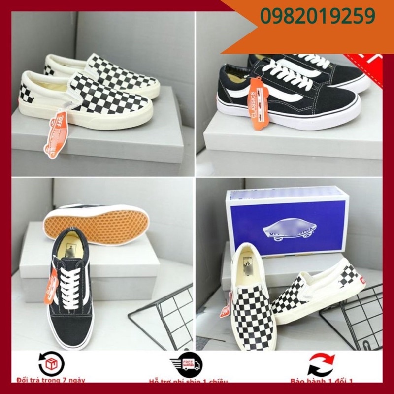 [Sale Sốc] Giày VANS Caro lười viền trắng, giày thể thao nam nữ full box bill 2022