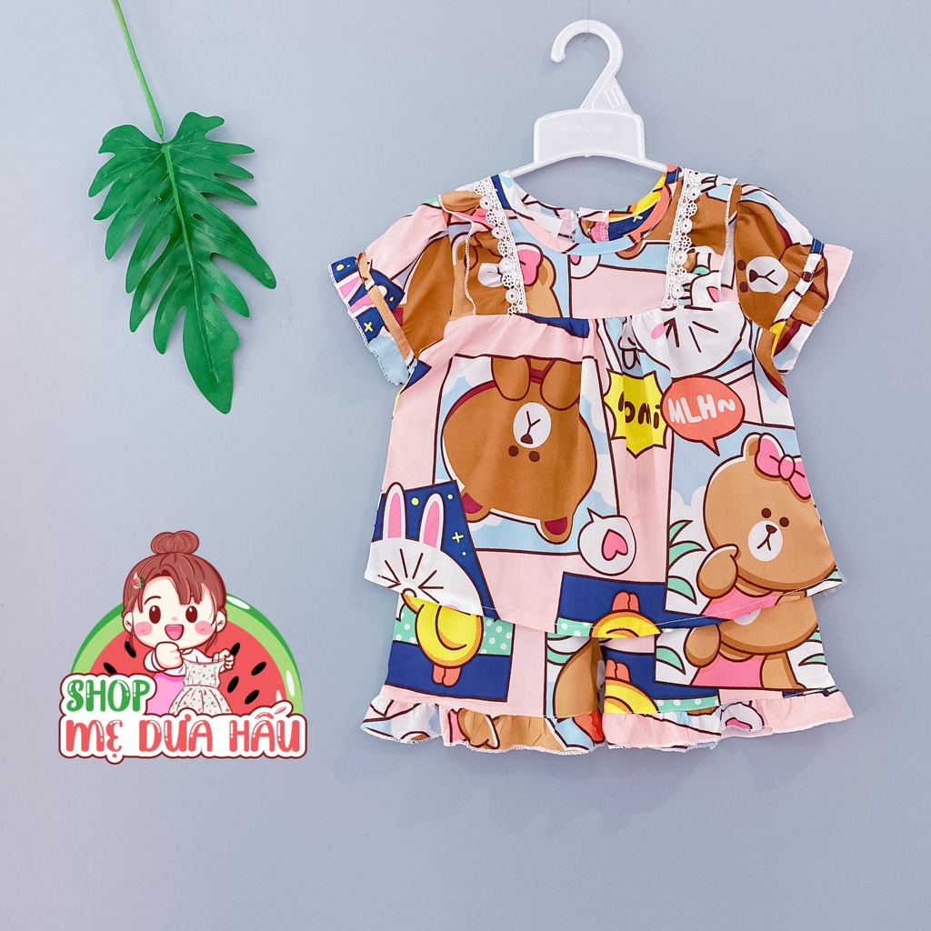 Đồ tole bé gái, bộ lanh ngắn tay mặc nhà cho bé 8-32kg shop mẹ dưa hấu