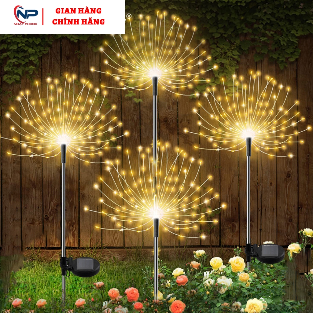 Đèn pháo hoa năng lượng mặt trời chống nước cho ngoài trời với 240 đèn LED nhiều màu sắc, trang trí cho vườn, cỏ, hàng rào, lối đi, đón Giáng sinh và các dịp lễ.Đèn pháo hoa năng lượng mặt trời chống nước cho ngoài trời vớ